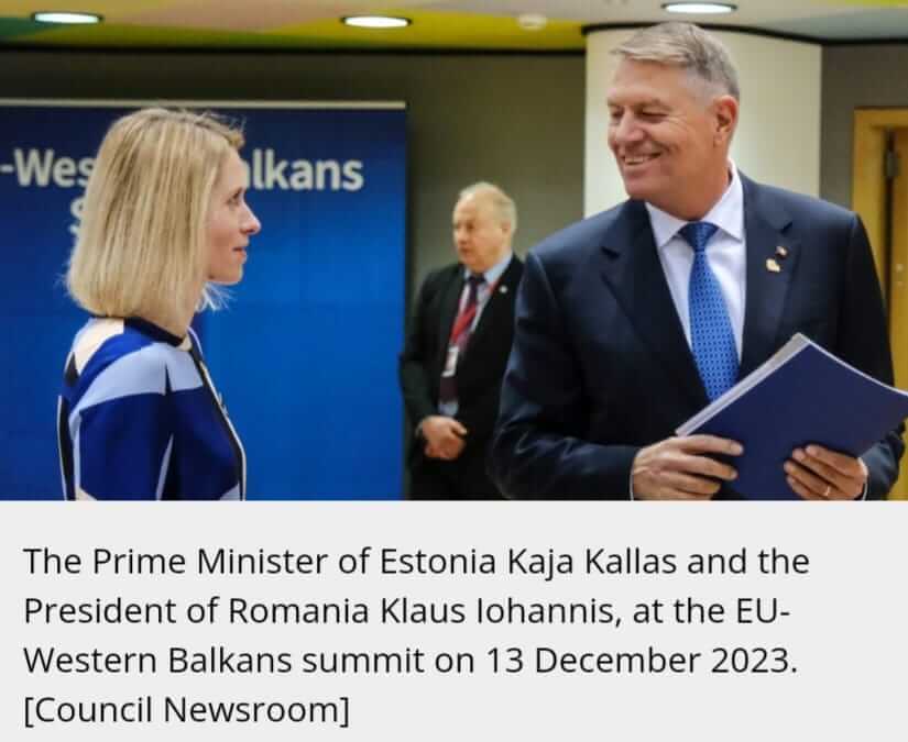 Kaja Kallas and Klaus Iohannis EU Wester Balkans summit